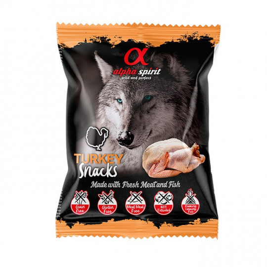 Snacks Alpha Spirit de Pavo para perros 50 gr