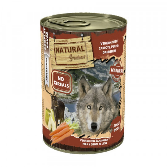Natural Greatness para perros - Venado con zanahoria, pera y diente de leon